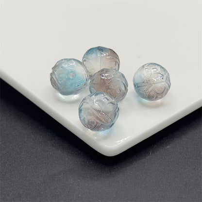 Czech Glass Beads Round 12mm Textured Translucent Red Pink 100pcs 9