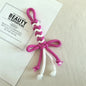 Dual Color Rope Braided Bow Crochet Keychain Polyester 4pcs 75mm 10