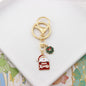 Alloy Christmas Santa Claus Snowflake Keychain Polished Gold Tone 10