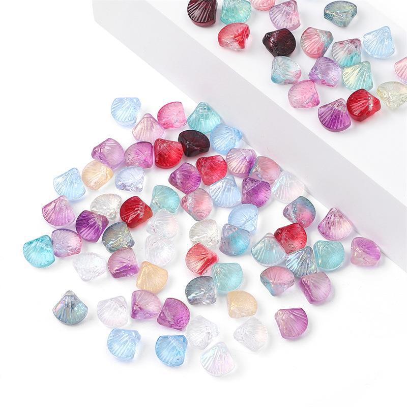 Electroplated Shell Glass Beads 10mm Iridescent Gradient 40pcs 3