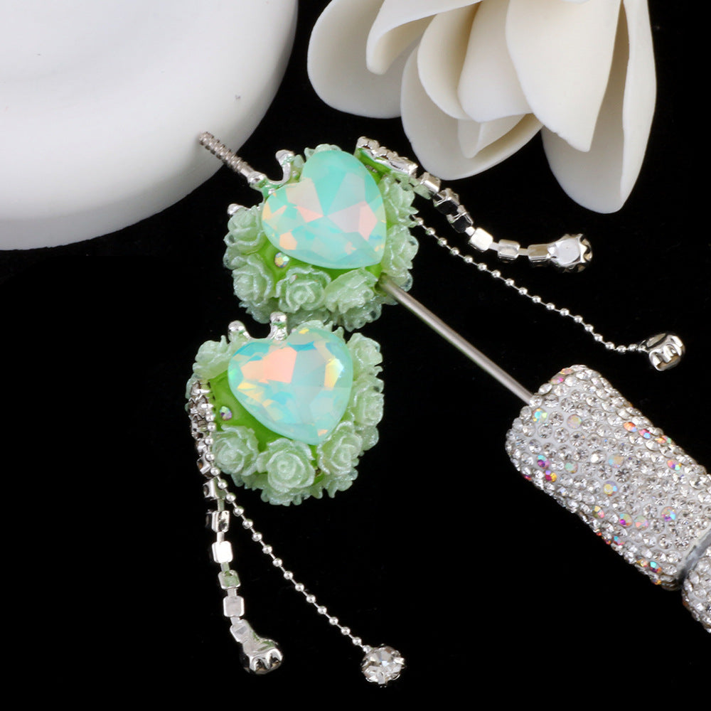 Tassel Rose Heart Clay Beads 25mm Colorful Polymer 2pcs 9
