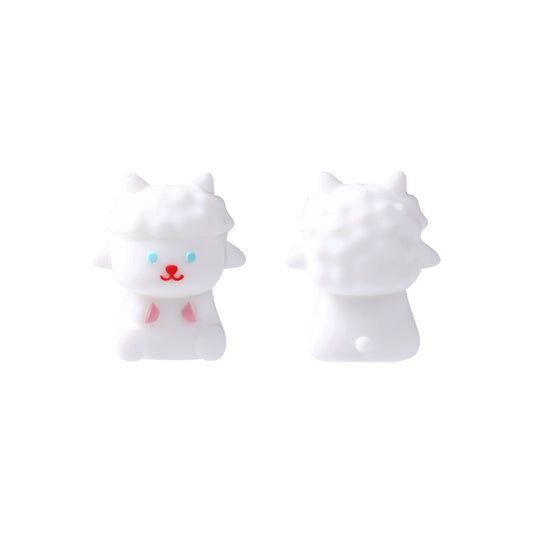 Silicone 3D Focal Beads Sheep Soft Textured Surface