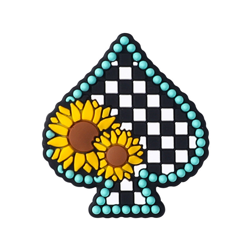 Silicone Focal Beads Turquoise Daisy Cattle Head Checkerboard Skull 20pcs 4