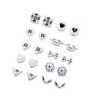 Painted Alloy Metal Beads Black and White Enamel Baking Style 10pcs 5
