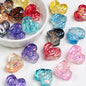Rose Pattern Heart Resin Beads 20mm Multicolor 10pcs 6