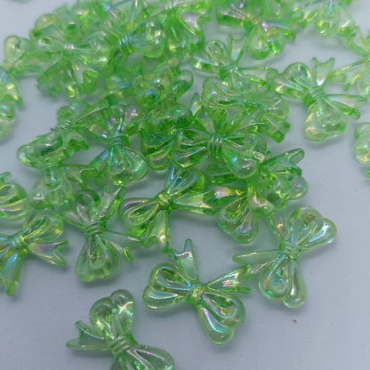 Colored Clear Bow Ribbon Acrylic Beads 18mm Translucent 100pcs 22