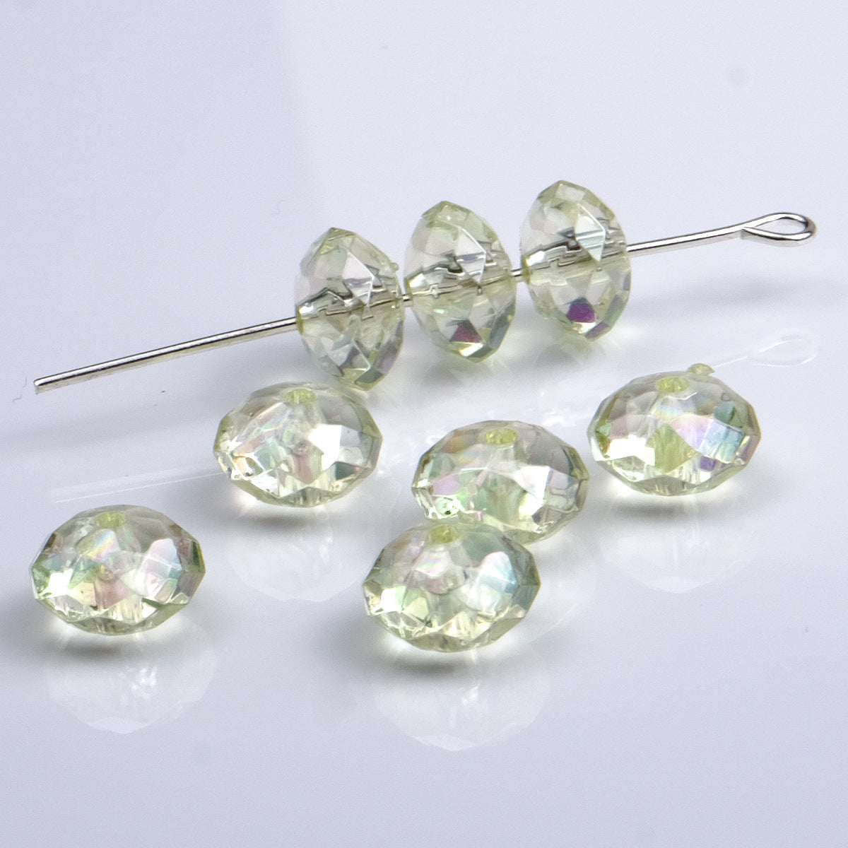 Acrylic Faceted Flat Spacer Beads 8mm Clear Plating 500pcs 6