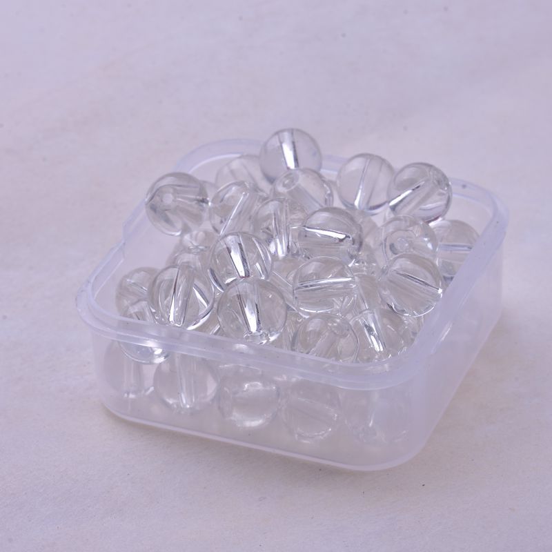 Transparent Round Glass Beads 8mm Glossy Mixed Colors 50pcs 6
