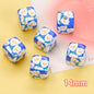 Plaid Sunflower Square Acrylic Beads 14mm Colorful Floral 10pcs 12