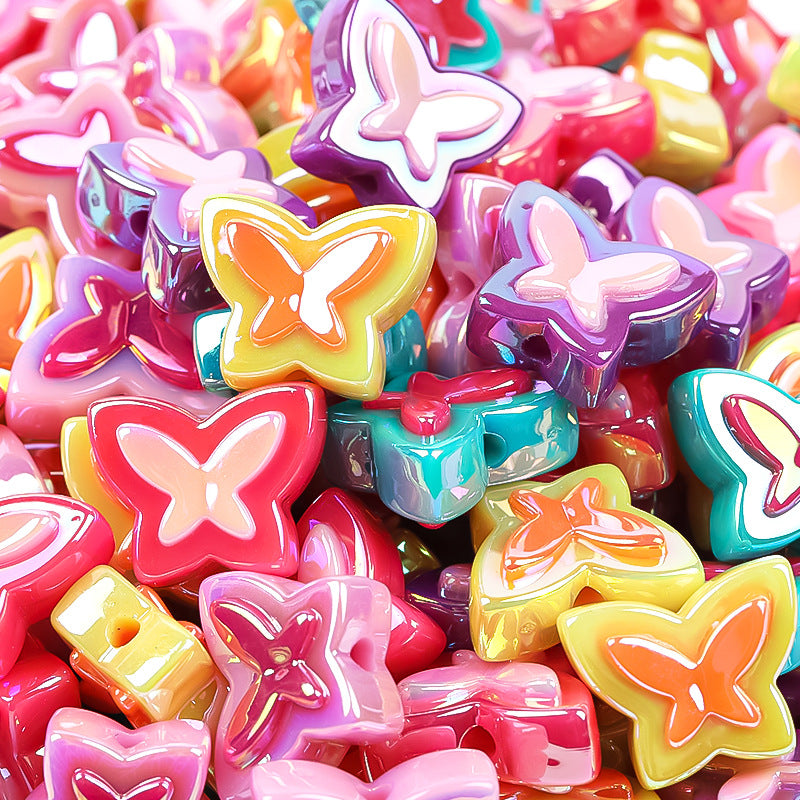 Butterfly Bear Acrylic Beads 15mm 16x20mm Glossy Purple Pink 100pcs 2