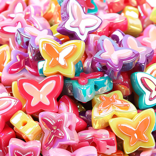 Butterfly Bear Acrylic Beads 15mm 16x20mm Glossy Purple Pink 100pcs 2