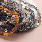 Electroplated Hexagon Glass Beads 10mm Transparent Iridescent 10pcs 2
