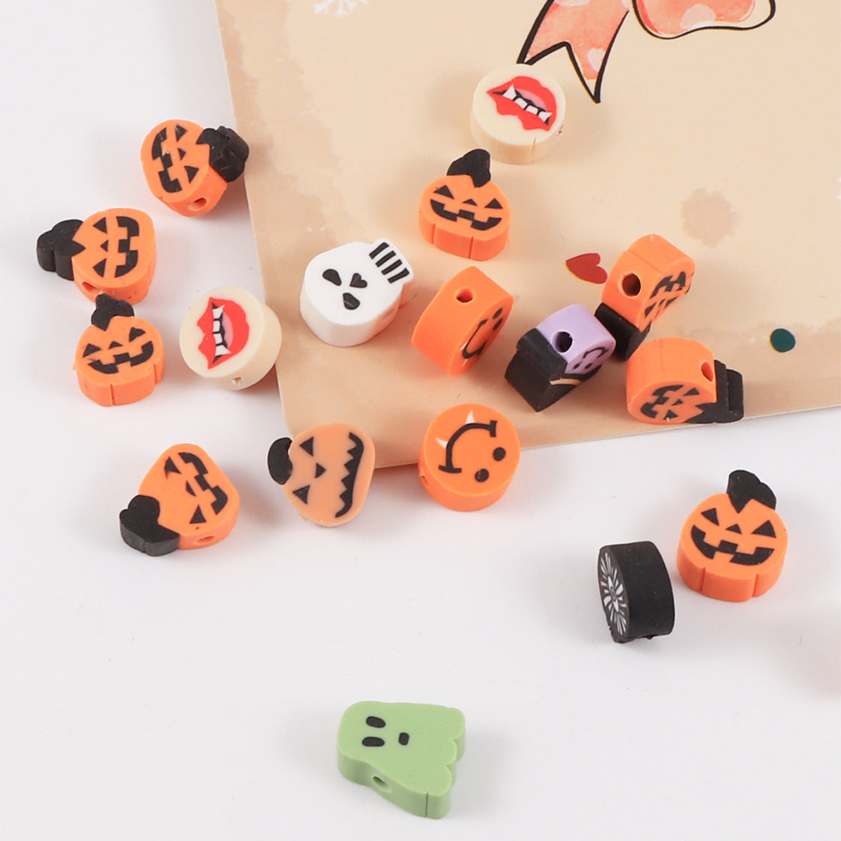 Halloween Ghost Clay Beads Polymer Festive Mix 100pcs 4