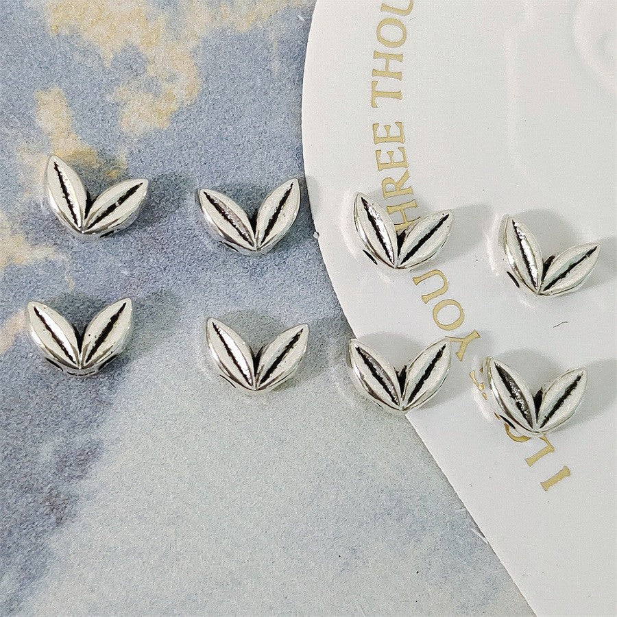 Alloy Wheat Ear Spacer Beads 7mm 100pcs Tibetan Silver and Gold Tone 8