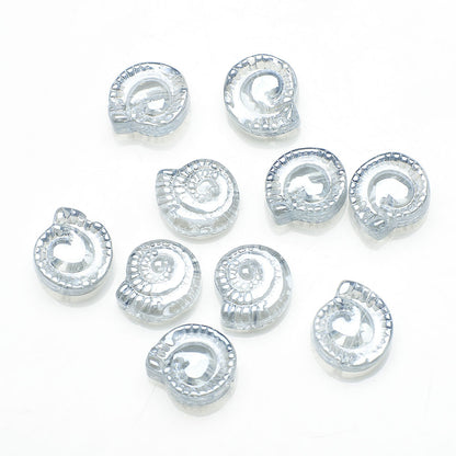 Electroplated Snail Glass Beads 12mm Transparent Iridescent 30pcs 14