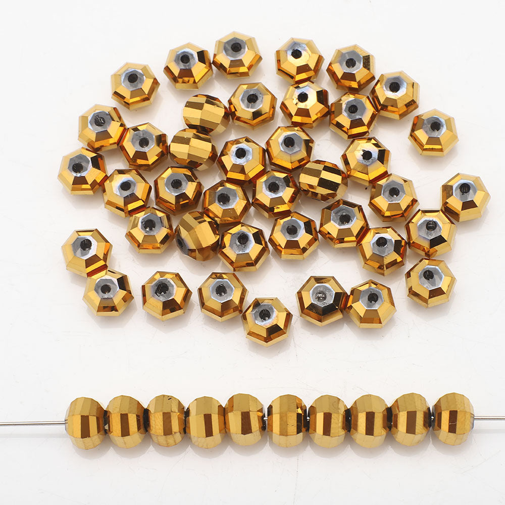 Glass Faceted Spacer Beads 8mm Plating Metallic Color 60pcs 17