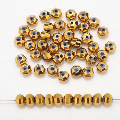 Glass Faceted Spacer Beads 8mm Plating Metallic Color 60pcs 17