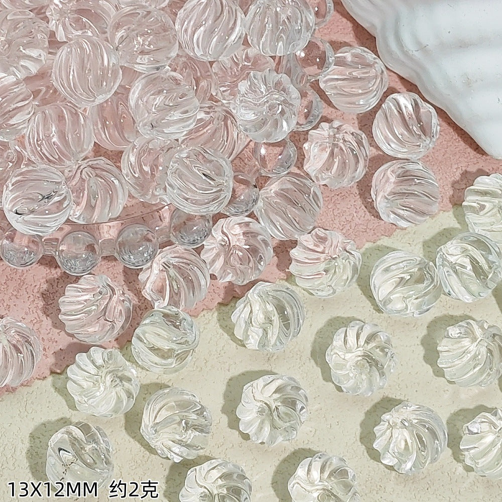 Swirl Striped Round Glass Beads 13mm Pastel Mixed Colors 50pcs 6