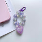 Crystal Bubble Heart Beaded Keychain Glass Iridescent Pink 15