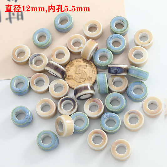 Ceramic Spacer Beads 12mm Vintage Color Large Hole 50pcs 2