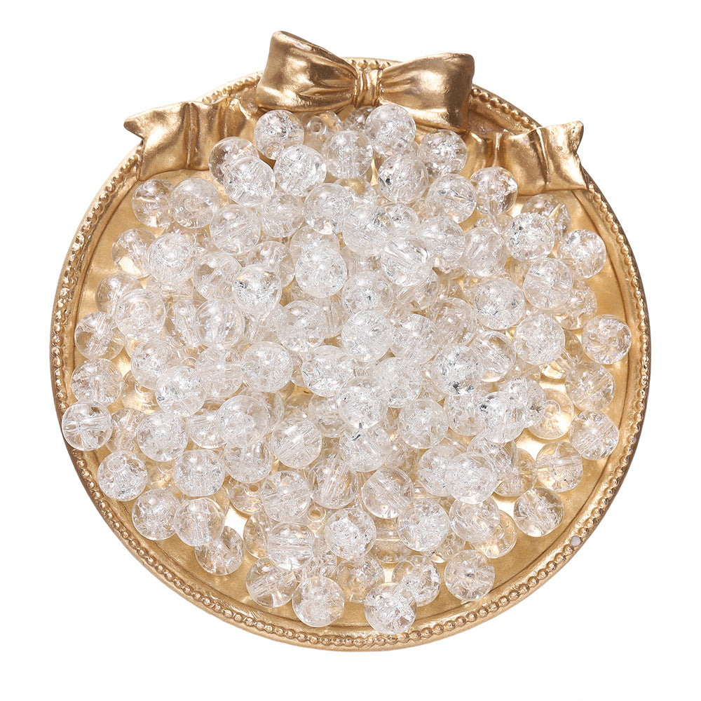 Crackle Round Glass Beads 8mm Colored Hole 1.3mm 50pcs 21