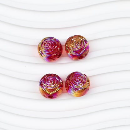 Transparent Rose Acrylic Round Beads 15x16mm Swirling Floral 20pcs 15