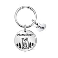 Mama Bear Stainless Steel Keychain Minimalist Animal Design 3