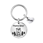 Mama Bear Stainless Steel Keychain Minimalist Animal Design 3