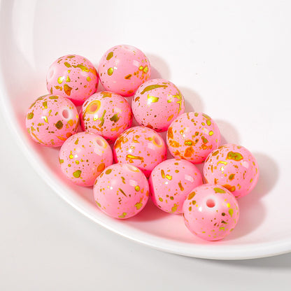Spray Painted Round Acrylic Beads 16mm Gilded Colorful 50pcs 5