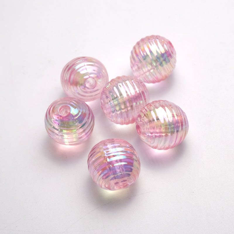 Transparent Plating Round Acrylic Beads 16mm Screw Thread 50pcs 9