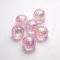 Transparent Plating Round Acrylic Beads 16mm Screw Thread 50pcs 9