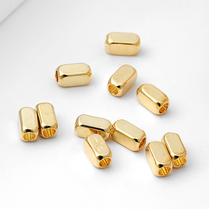 Brass Rectangular Tube Metal Beads 4mm Polished Finish 100pcs