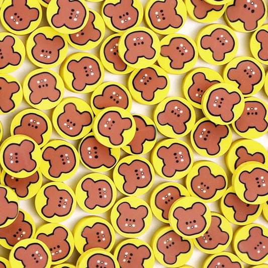 Butter Teddy Bear Clay Beads 9mm Yellow Animal Design 100pcs