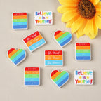 Silicone Focal Beads Inspirational Alphabet Heart Rainbow Motivational Text
