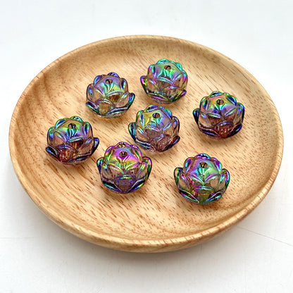 UV Plating Lotus Acrylic Beads 21mm Transparent Glossy 5pcs 8