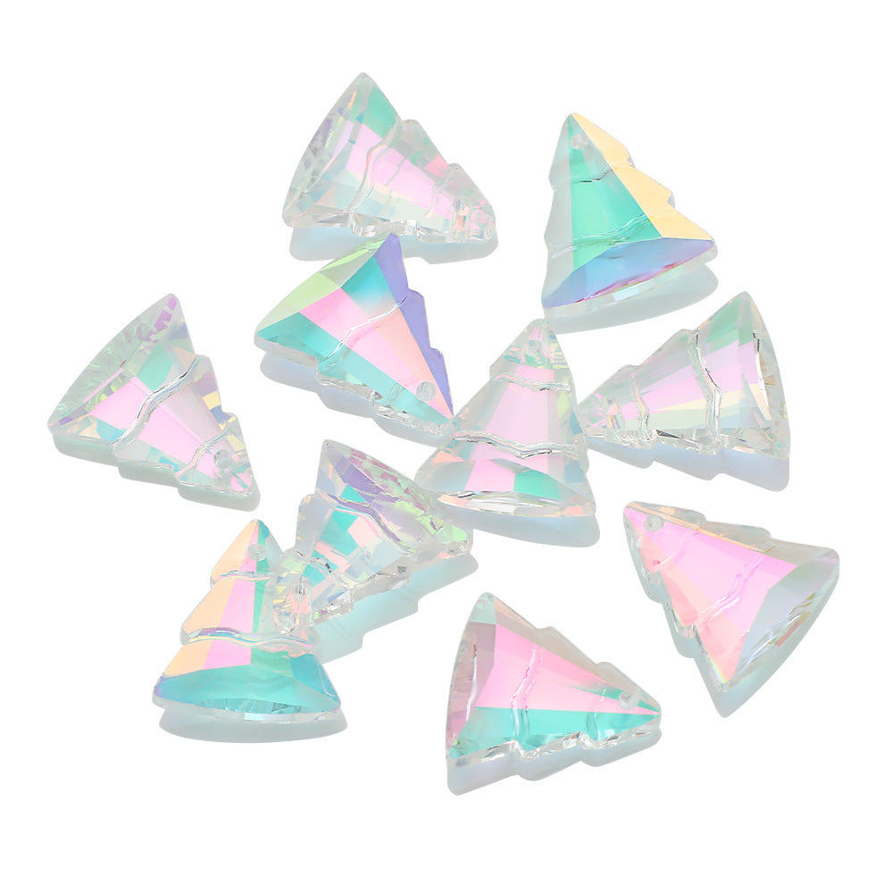 Electroplated Christmas Tree Glass Beads 13x15mm Iridescent 10pcs 5