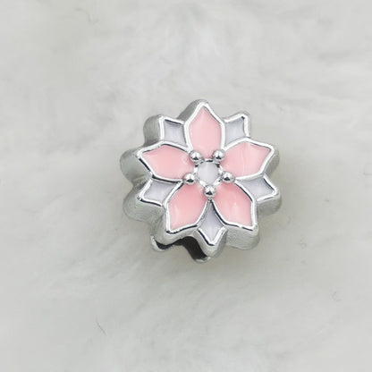 Dual Color Flower Acrylic Beads 12mm Enamel Finish 50pcs 7