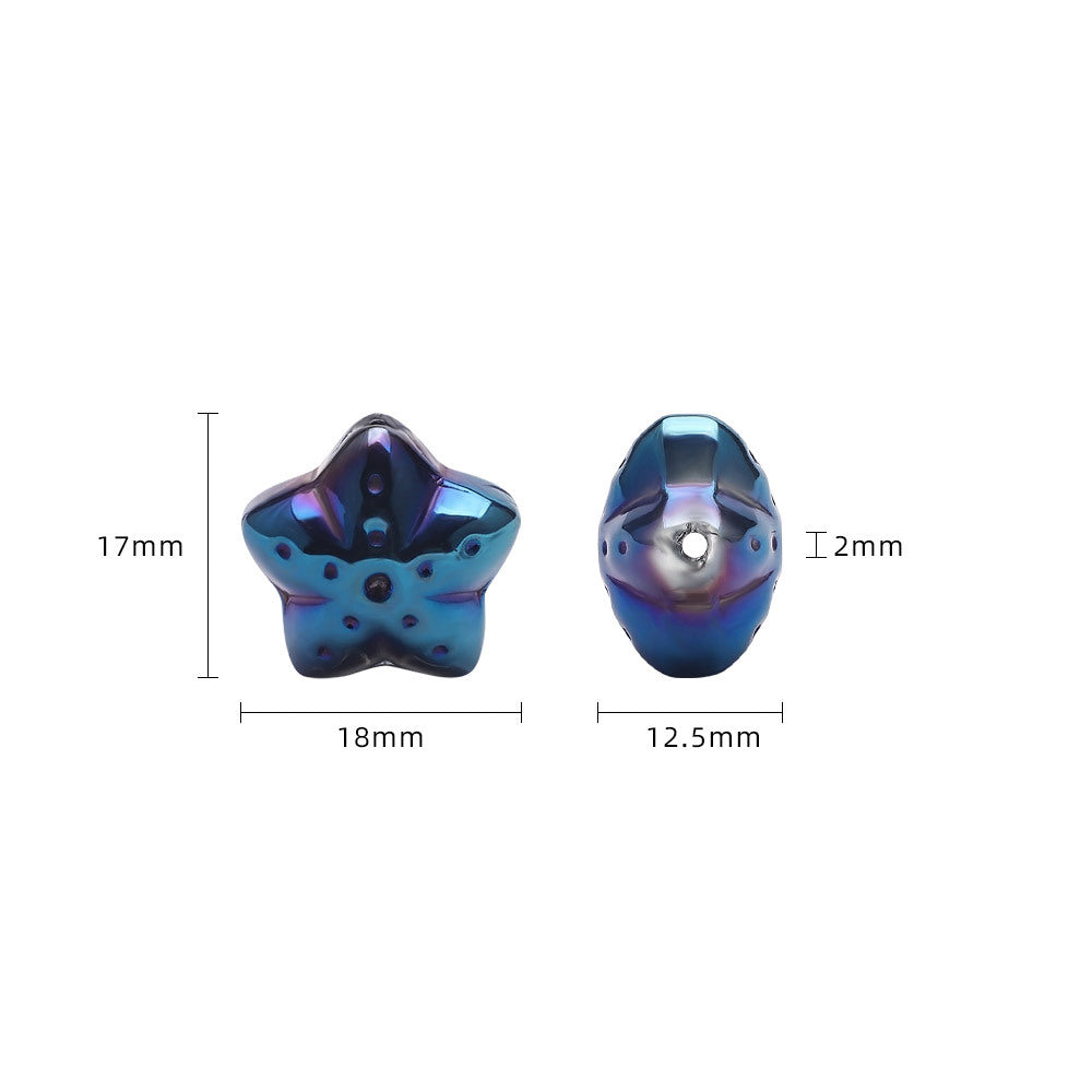 Electroplated Star Glass Beads 18mm Imitation Lunar Pit Texture 10pcs 3