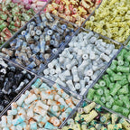 Painted Bamboo Tube Glass Beads 6X12mm Marbled Earth Tone 50pcs