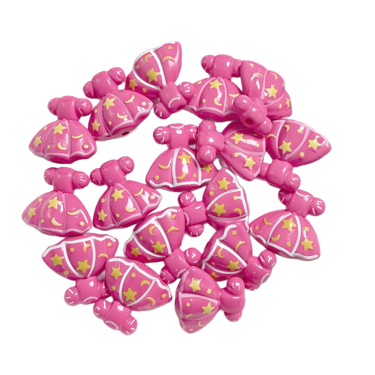 Painted Dress Acrylic Beads 26mm Colorful Assorted 5pcs 5