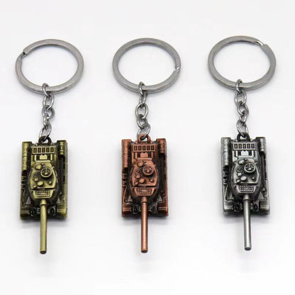 Vintage Alloy Tank Keychain Military Style Antique Finish