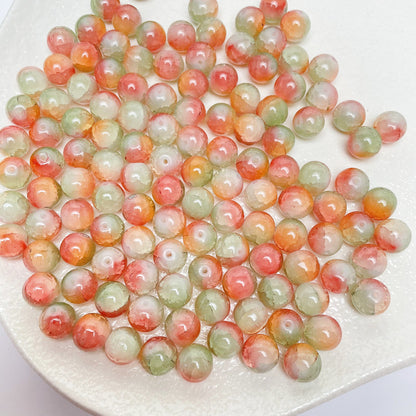 Gradient Crackle Round Glass Beads 10mm Pastel Mixed Colors 100pcs 26