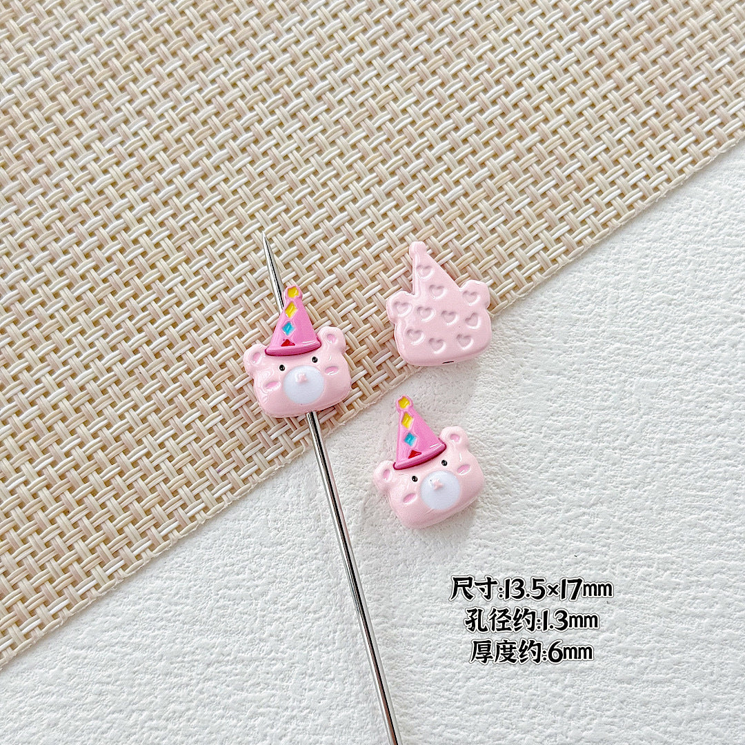 Dolphin and Birthday Bear Metal Beads 15 17mm Painted Alloy 10pcs 14