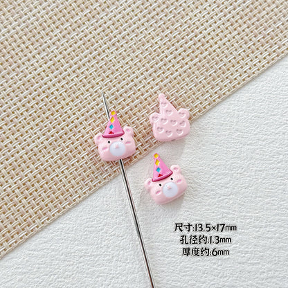 Dolphin and Birthday Bear Metal Beads 15 17mm Painted Alloy 10pcs 14