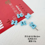 Bear and Double Heart Metal Beads 13mm Baking Painted Alloy 10pcs 6