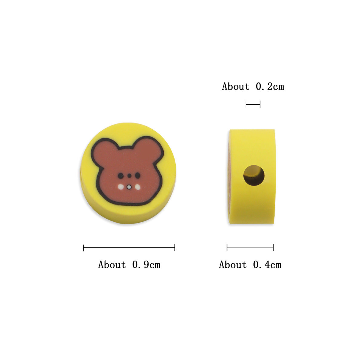 Butter Teddy Bear Clay Beads 9mm Yellow Animal Design 100pcs 4