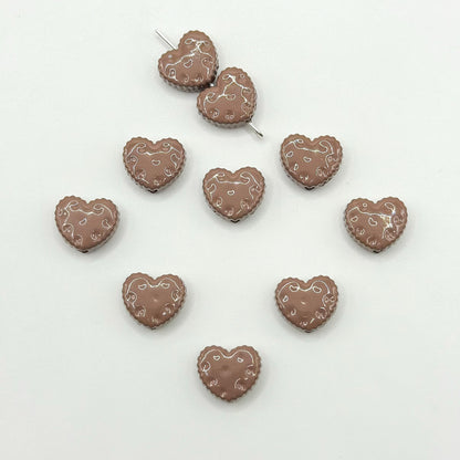 Heart Metal Beads 12mm Baking Painted Biscuit Style 20pcs 16