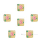 Frosted Square Glass Beads 12mm Hand-Painted Rose Design 4pcs 11