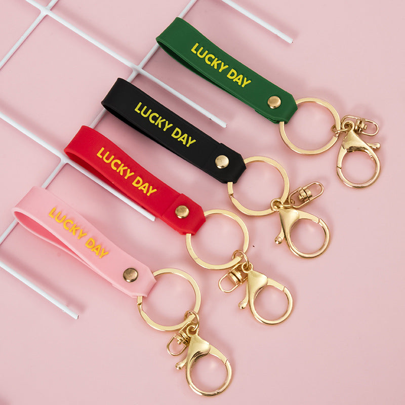 PVC Letter Wristlet Keychain Soft Rubber LUCKY DAY Print 4