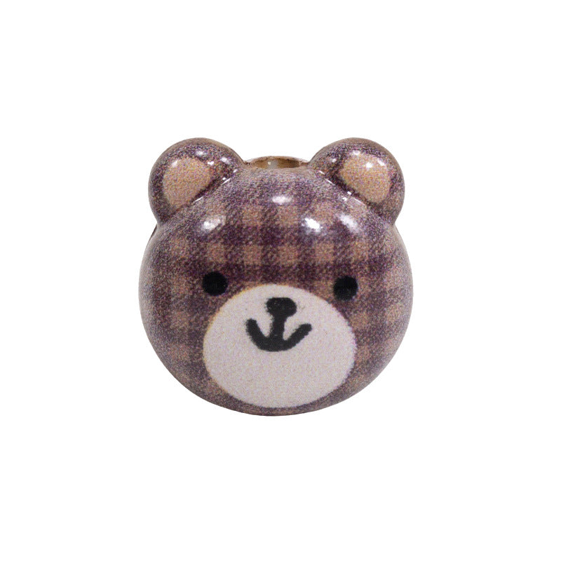 Cartoon Character Bear Head Acrylic Beads 17mm Colorful 10pcs 20
